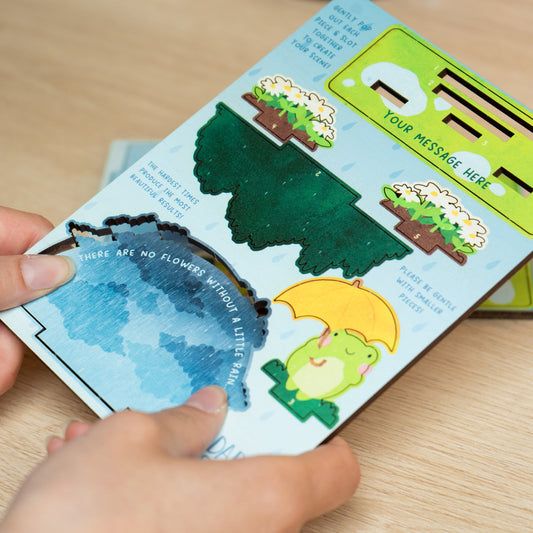 NO FLOWERS WITHOUT RAIN FROG POP OUT CARD - PERSONALISABLE