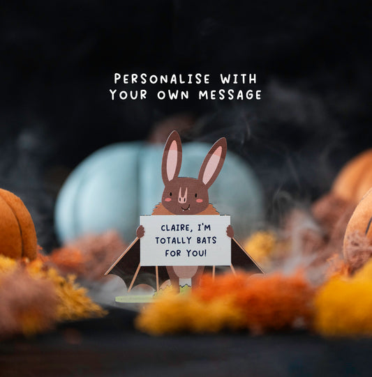 PERSONALISED HALLOWEEN BAT MINI POP OUT CARD