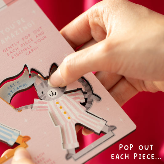 YOU'RE THE CAT'S PYJAMAS VALENTINE'S DAY POP OUT CARD - PERSONALISABLE