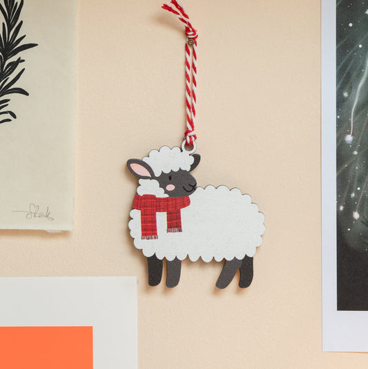 SHEEP WITH SCARF CHRISTMAS DECORATION