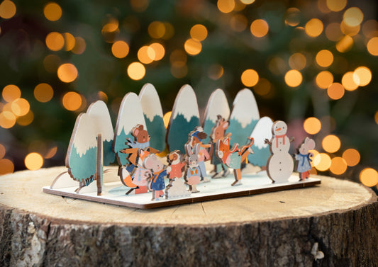 ICE SKATING RINK REUSABLE WOODEN ADVENT CALENDAR