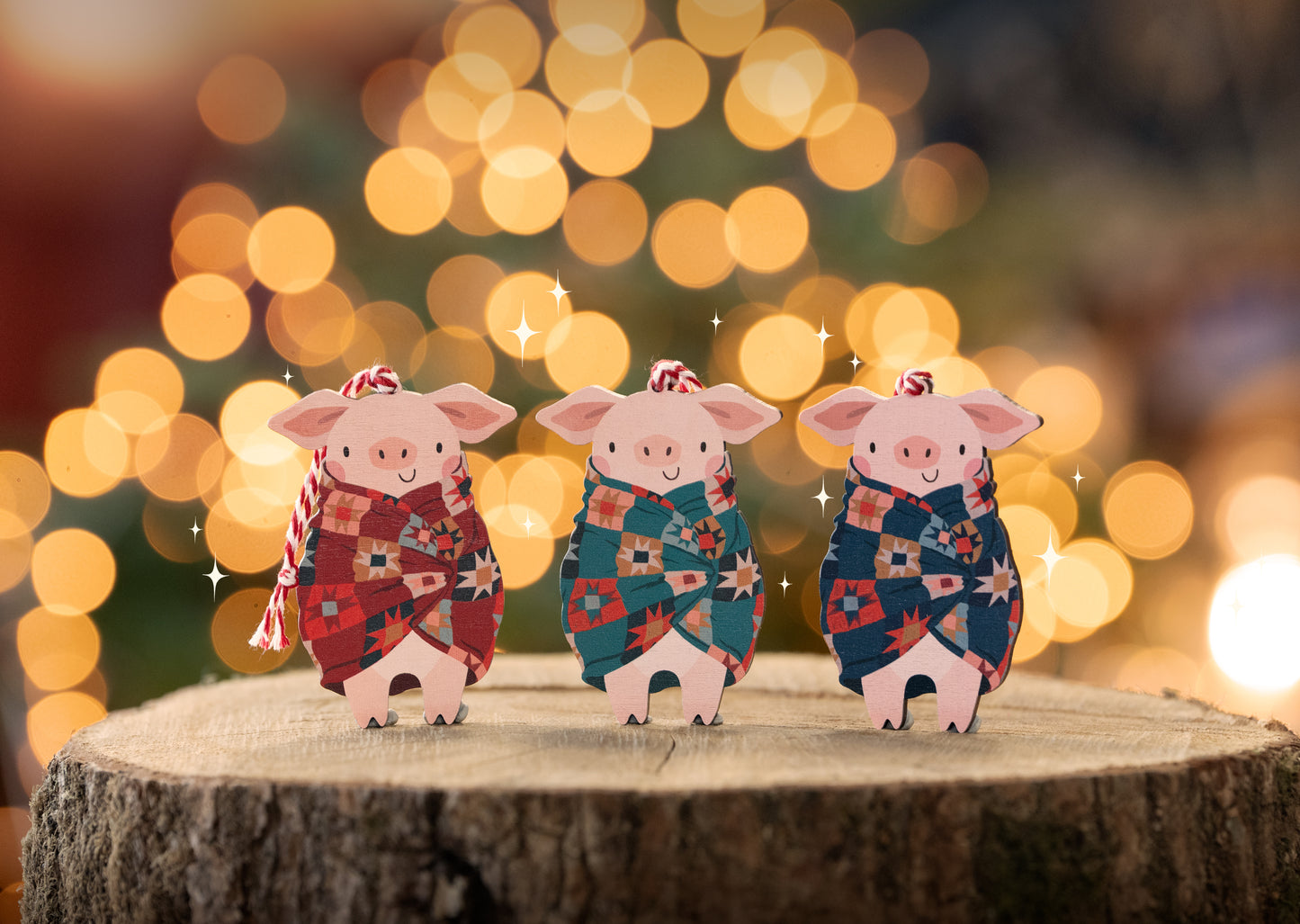 WHOLESALE - BURGUNDY PIG IN BLANKET DECORATION - PACK OF 5