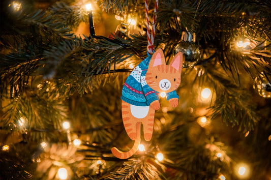 HANGING CHRISTMAS CAT DECORATIONS