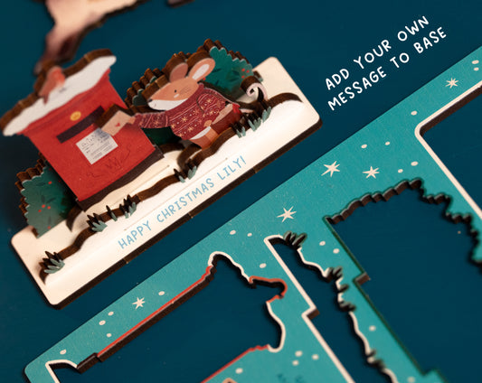 POSTBOX MOUSE CHRISTMAS POP OUT CARD - PERSONALISABLE