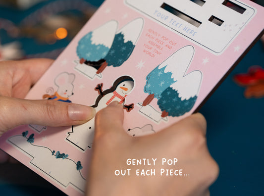 MOUSE & SNOWMAN CHRISTMAS POP OUT CARD - PERSONALISABLE