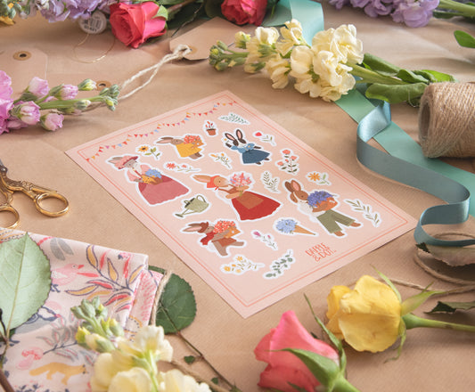 BUNNY FLORIST A5 STICKER SHEET