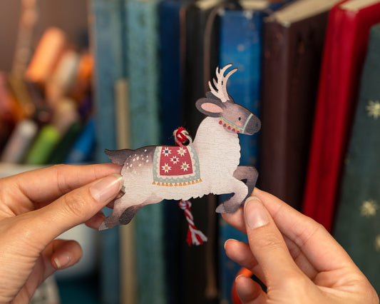 WOODEN REINDEER CHRISTMAS DECORATIONS