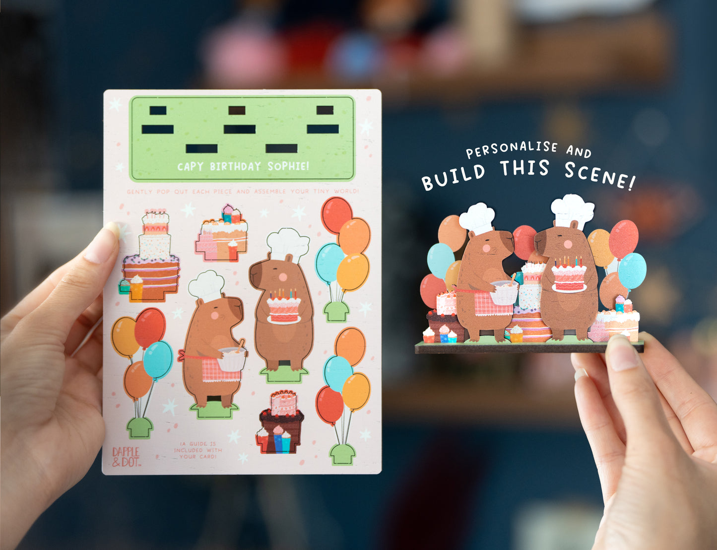 HAPPY BIRTHDAY CAPYBARA BAKERY POP OUT CARD - PERSONALISABLE