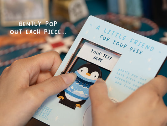 PERSONALISED PENGUIN CHRISTMAS MINI POP OUT CARD