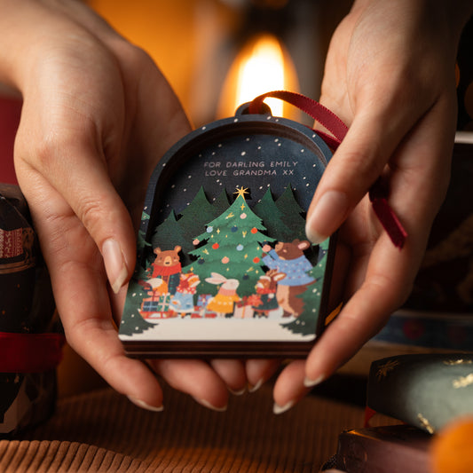 WINTER WOODLAND MULTI-LAYERED CHRISTMAS DECORATION - PERSONALISED