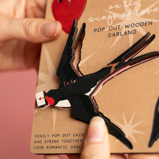 ON THE WINGS OF LOVE SWALLOWS & HEARTS GARLAND
