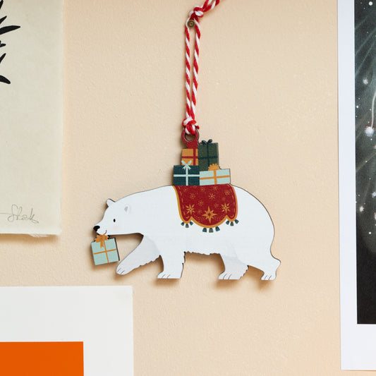POLAR BEAR WITH PRESENTS CHRISTMAS DECORATION