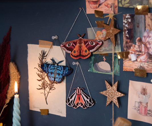 WOODEN MOTH DECORATIONS