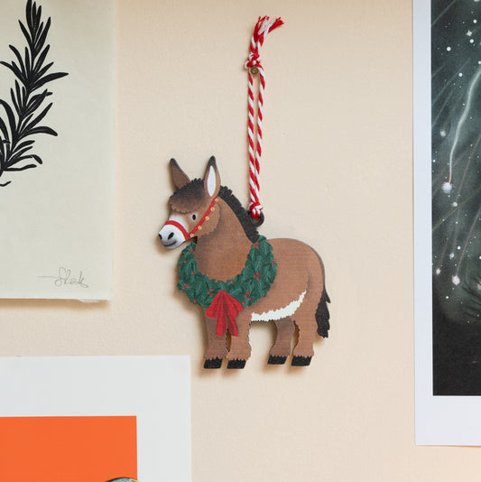 BROWN OR GREY DONKEY CHRISTMAS DECORATION