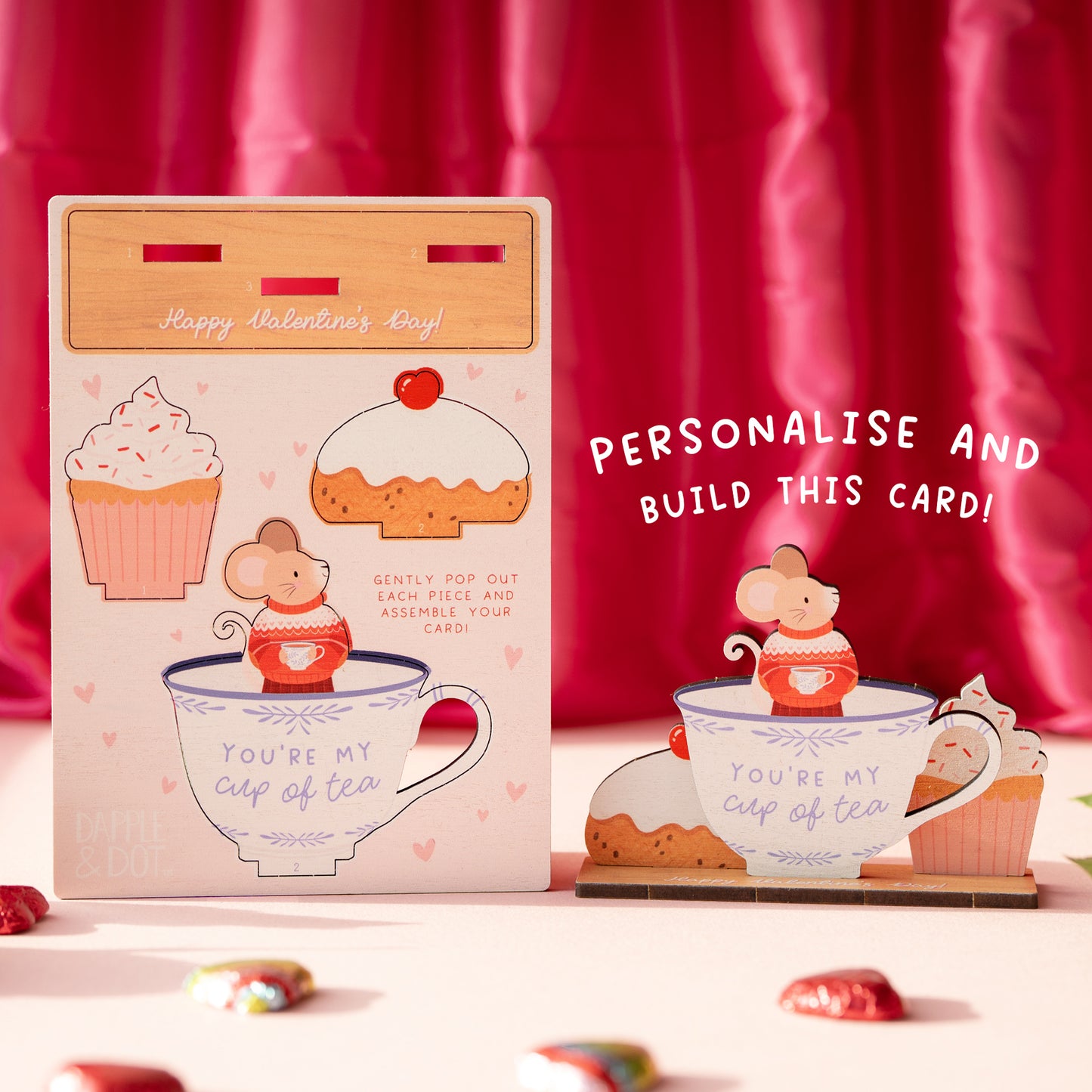 YOU'RE MY CUP OF TEA VALENTINE'S DAY POP OUT CARD - PERSONALISABLE