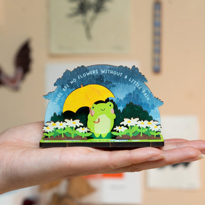 NO FLOWERS WITHOUT RAIN FROG POP OUT CARD - PERSONALISABLE