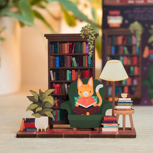 READER'S BOOK NOOK COSY HOBBIES POP OUT CARD - PERSONALISABLE