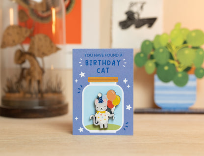 WHOLESALE - BIRTHDAY CAT PIN - PACK OF 5