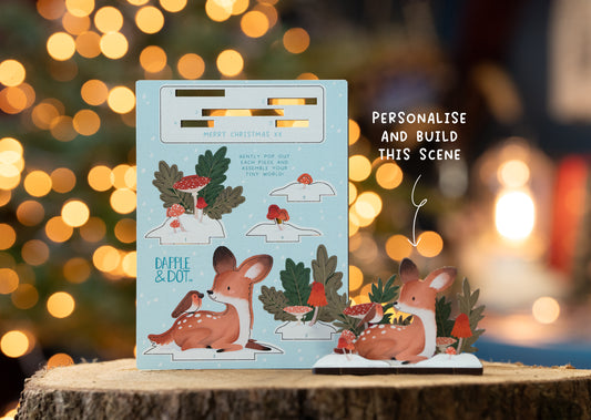 FAWN & ROBIN CHRISTMAS POP OUT CARD - PERSONALISABLE