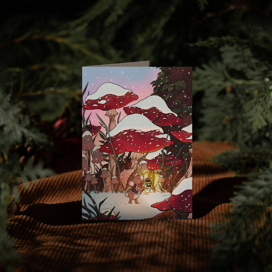 TOADSTOOLS IN THE SNOW CHRISTMAS CARD