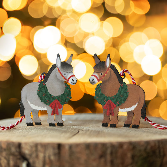 BROWN OR GREY DONKEY CHRISTMAS DECORATION