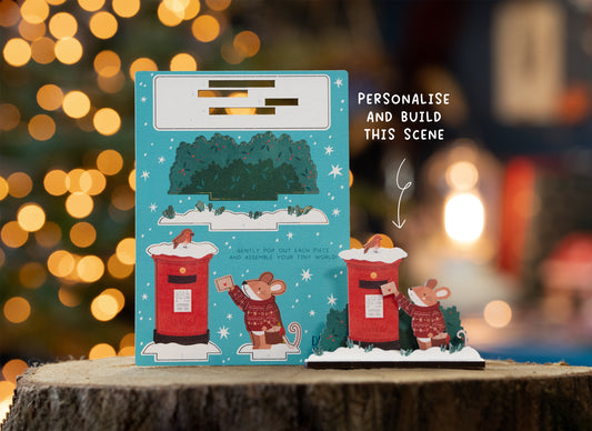 POSTBOX MOUSE CHRISTMAS POP OUT CARD - PERSONALISABLE