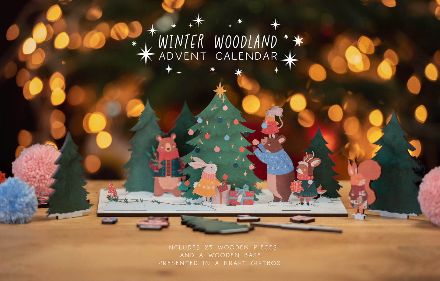 WINTER WOODLAND REUSABLE WOODEN ADVENT CALENDAR