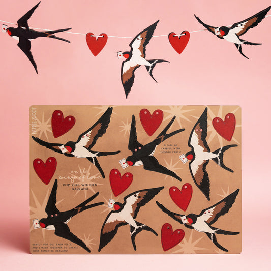 ON THE WINGS OF LOVE SWALLOWS & HEARTS GARLAND