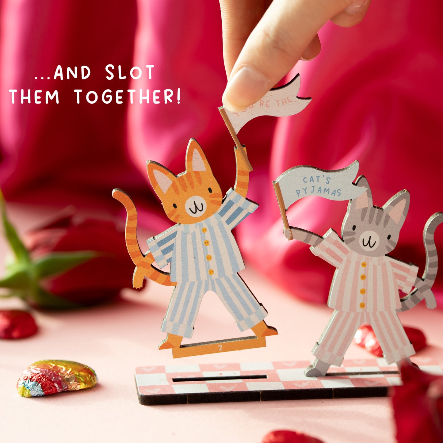 YOU'RE THE CAT'S PYJAMAS VALENTINE'S DAY POP OUT CARD - PERSONALISABLE