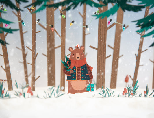 WINTERY BROWN BEAR WOODEN DECORATION