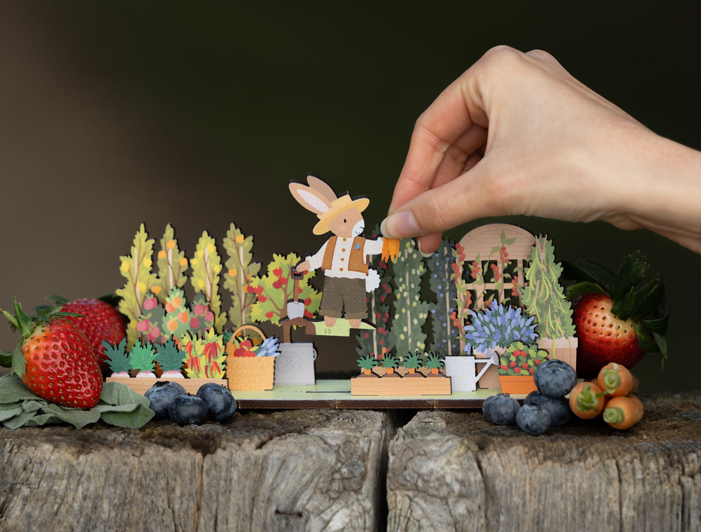 WHOLESALE - MR HOPPER'S TINY KITCHEN GARDEN WOODEN POP & BUILD SCENE - PACK OF 4