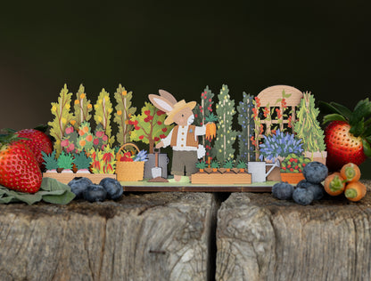 WHOLESALE - MR HOPPER'S TINY KITCHEN GARDEN WOODEN POP & BUILD SCENE - PACK OF 4