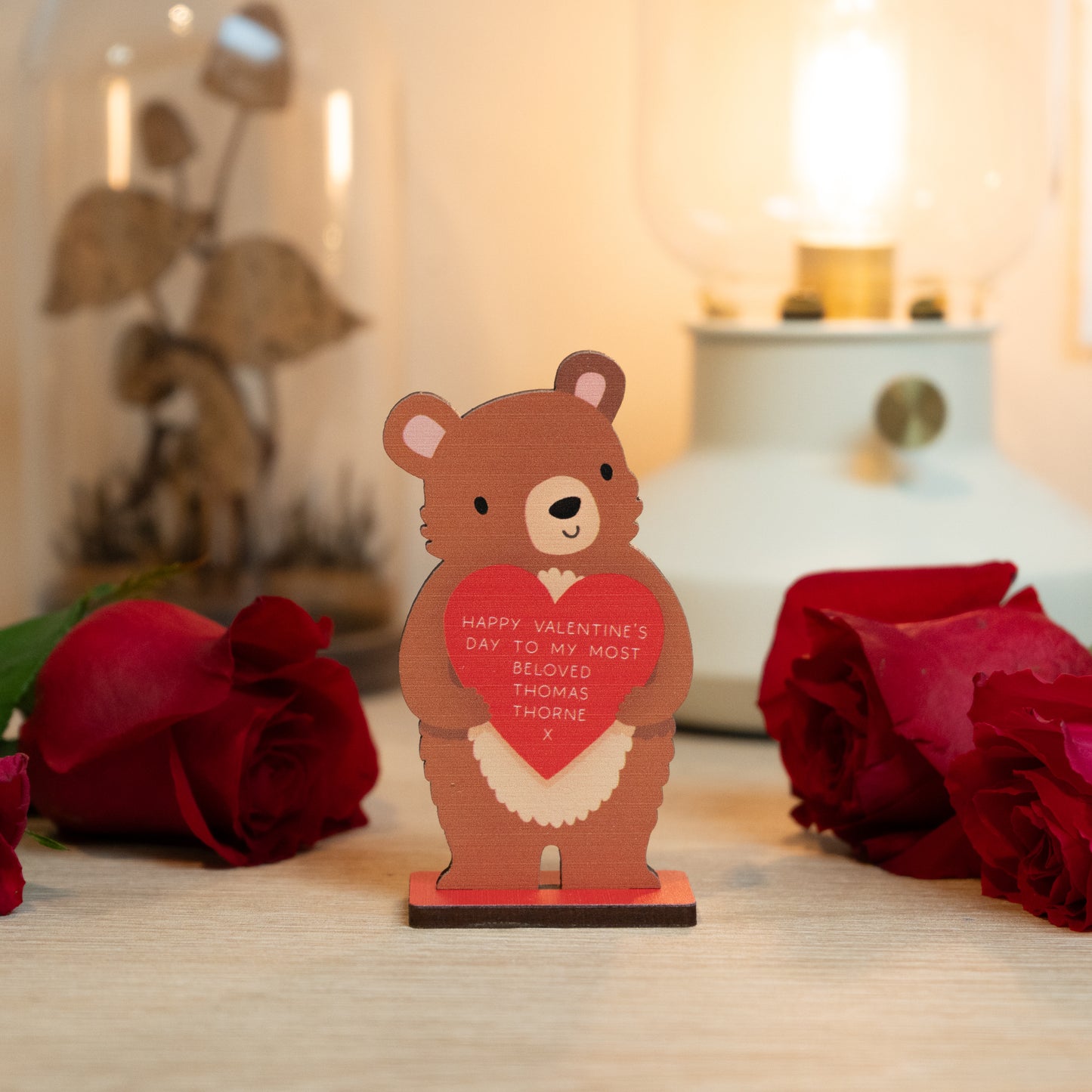 CUTSOM MESSAGE VALENTINES DAY BEAR  MINI POP OUT CARD