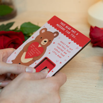 CUTSOM MESSAGE VALENTINES DAY BEAR  MINI POP OUT CARD