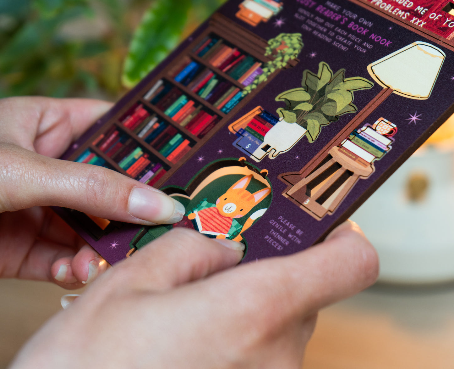 READER'S BOOK NOOK COSY HOBBIES POP OUT CARD - PERSONALISABLE