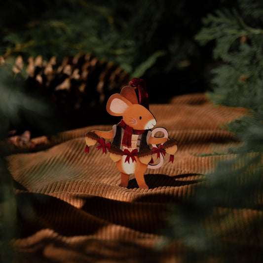 FOREST MOUSE & ACORN CHRISTMAS DECORATION