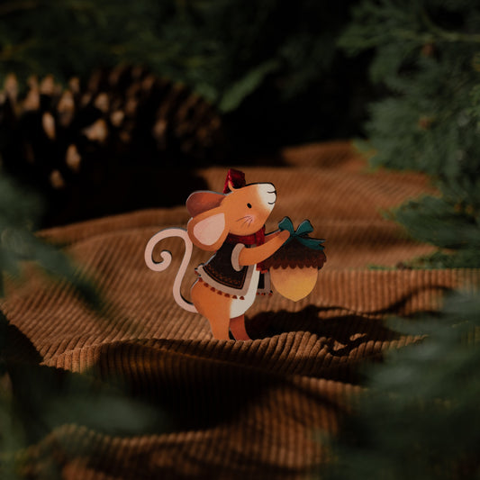 FOREST MOUSE & ACORN CHRISTMAS DECORATION