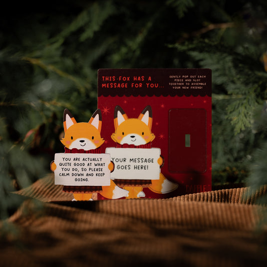 CHRISTMAS FOX MINI POP OUT CARD - PERSONALISED