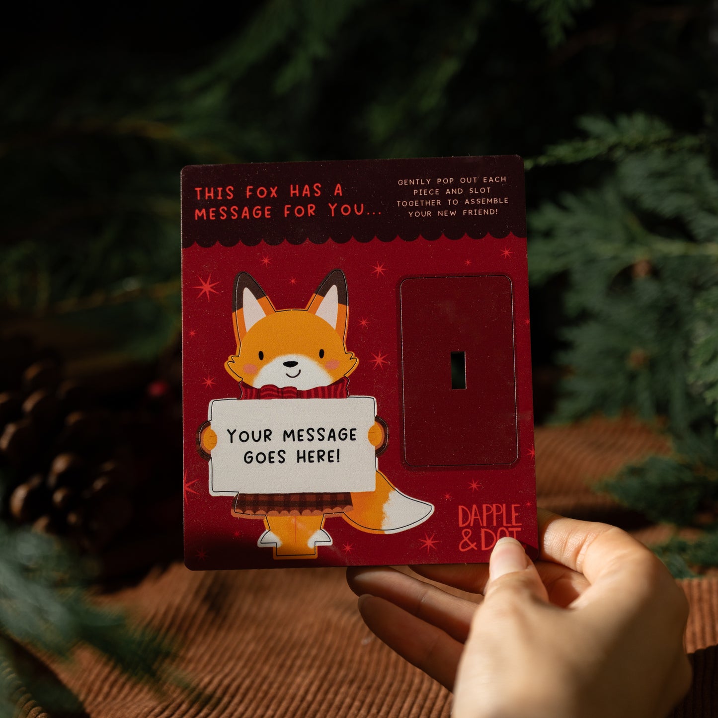 CHRISTMAS FOX MINI POP OUT CARD - PERSONALISED
