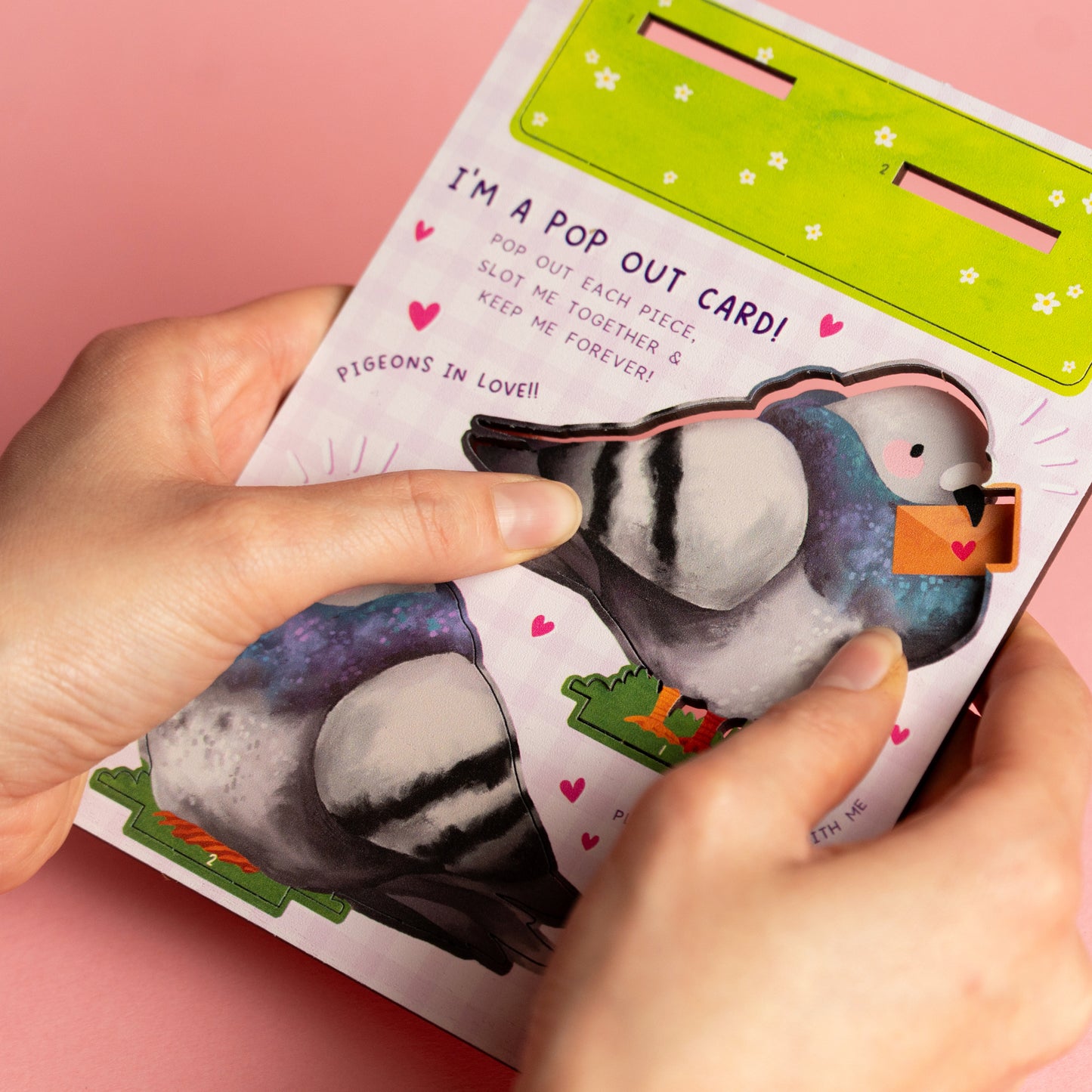 PIGEONS IN LOVE POP OUT CARD - PERSONALISABLE