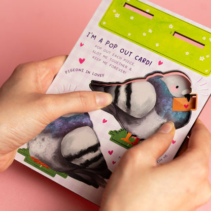 PIGEONS IN LOVE POP OUT CARD - PERSONALISABLE