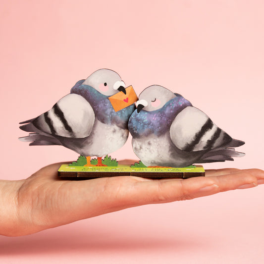 PIGEONS IN LOVE POP OUT CARD - PERSONALISABLE