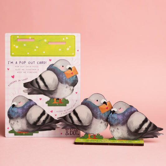 PIGEONS IN LOVE POP OUT CARD - PERSONALISABLE