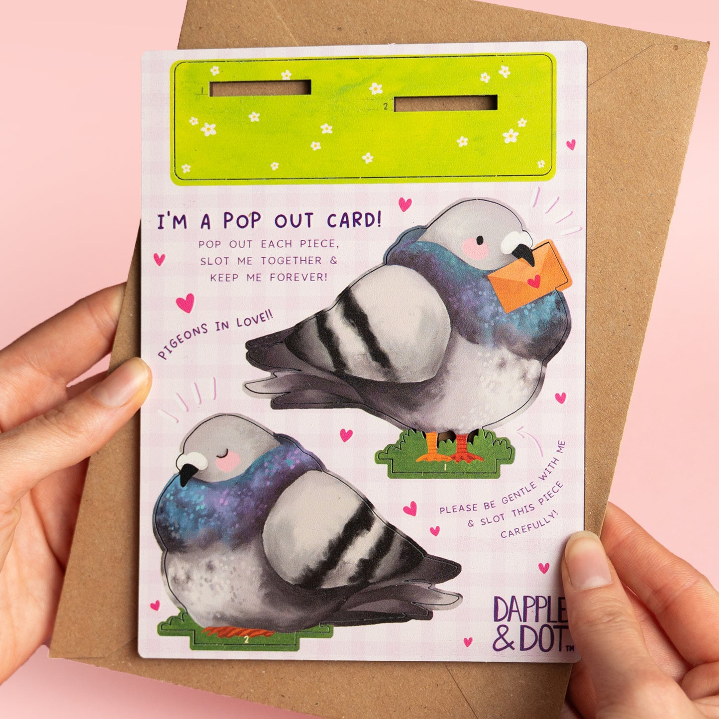 PIGEONS IN LOVE POP OUT CARD - PERSONALISABLE