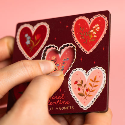 FLORAL HEARTS VALENTINES MAGNETS