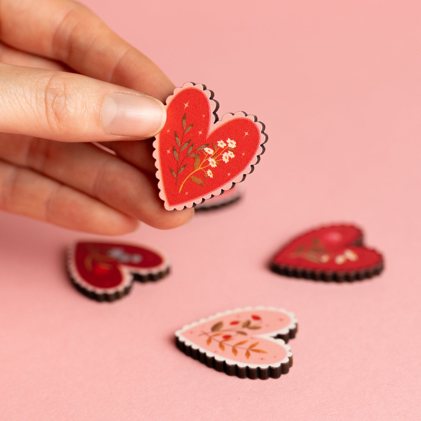 FLORAL HEARTS VALENTINES MAGNETS