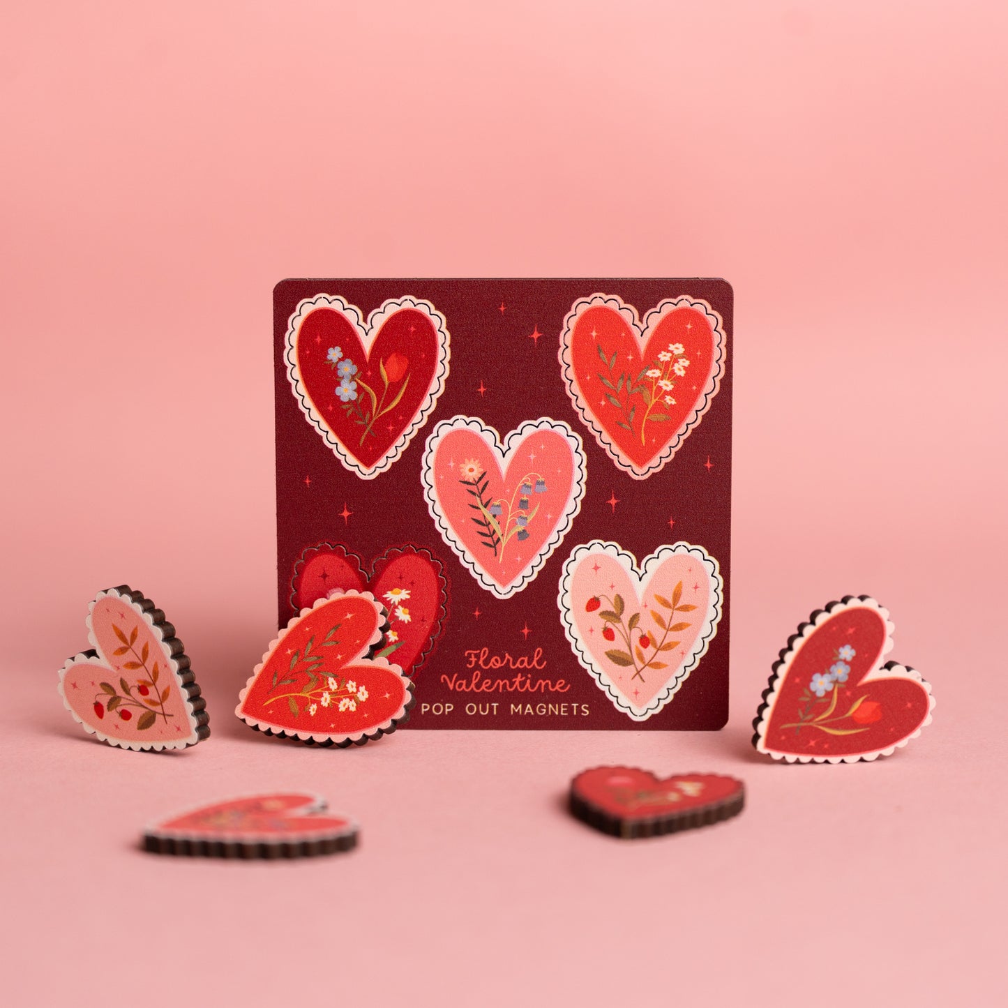 FLORAL HEARTS VALENTINES MAGNETS
