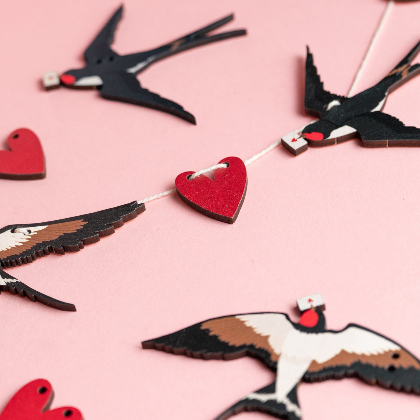 ON THE WINGS OF LOVE SWALLOWS & HEARTS GARLAND
