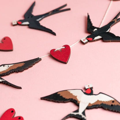 ON THE WINGS OF LOVE SWALLOWS & HEARTS GARLAND