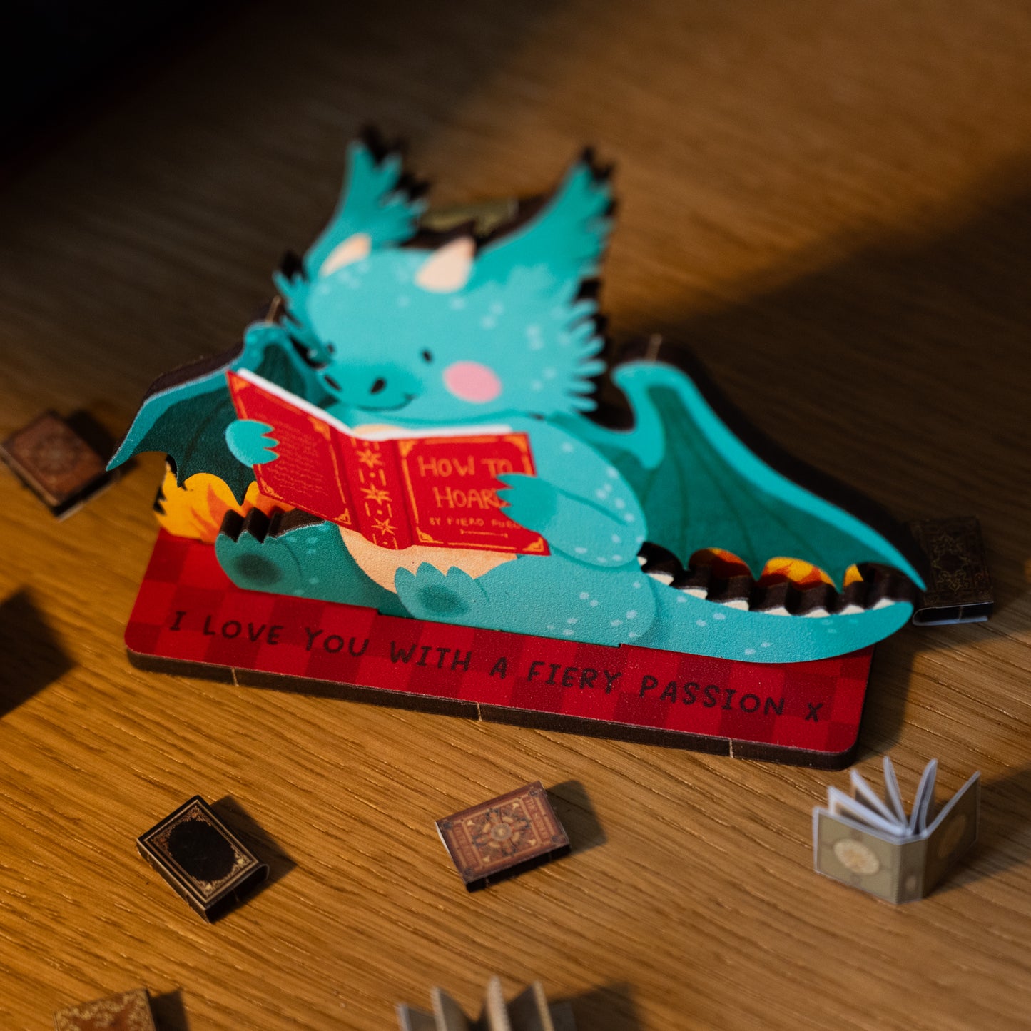 BOOK DRAGON READER MINI POP OUT CARD - PERSONALISABLE
